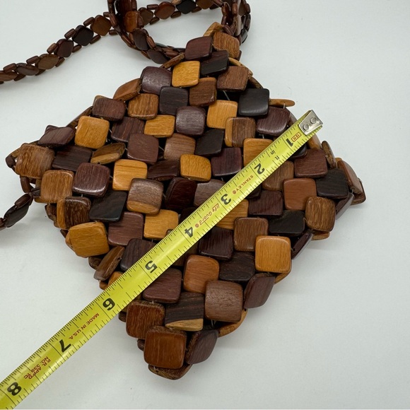 Vintage Wood Abstract Tile Shoulder Bag - Picture 6 of 8